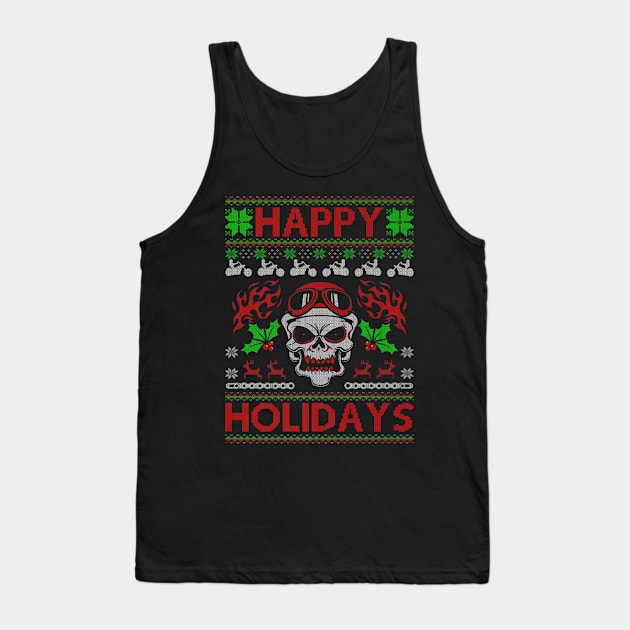 Biker Skull Christmas Tank Top by Demon Skull